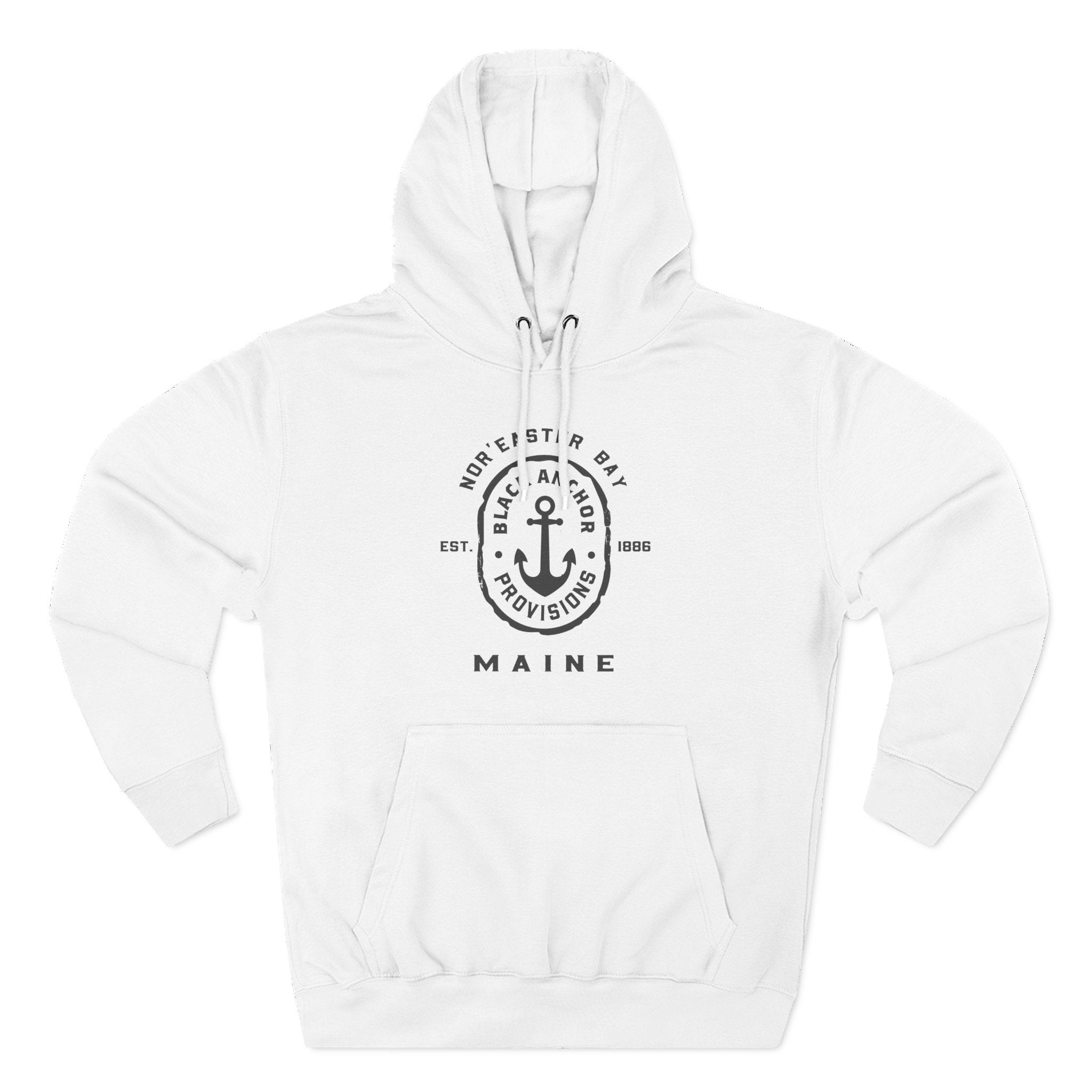 Black Anchor Three-Panel Fleece Hoodie