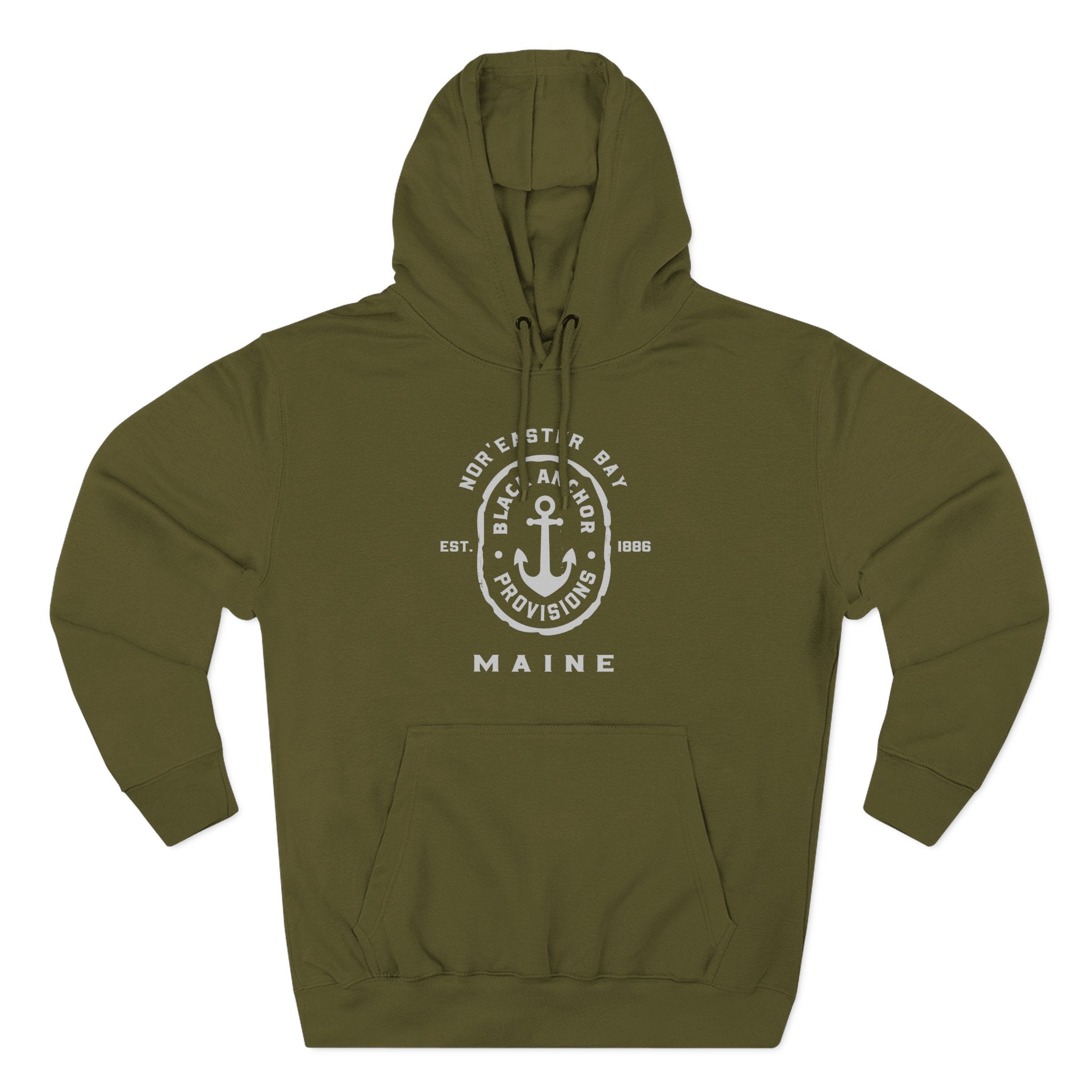 Black Anchor Three-Panel Fleece Hoodie