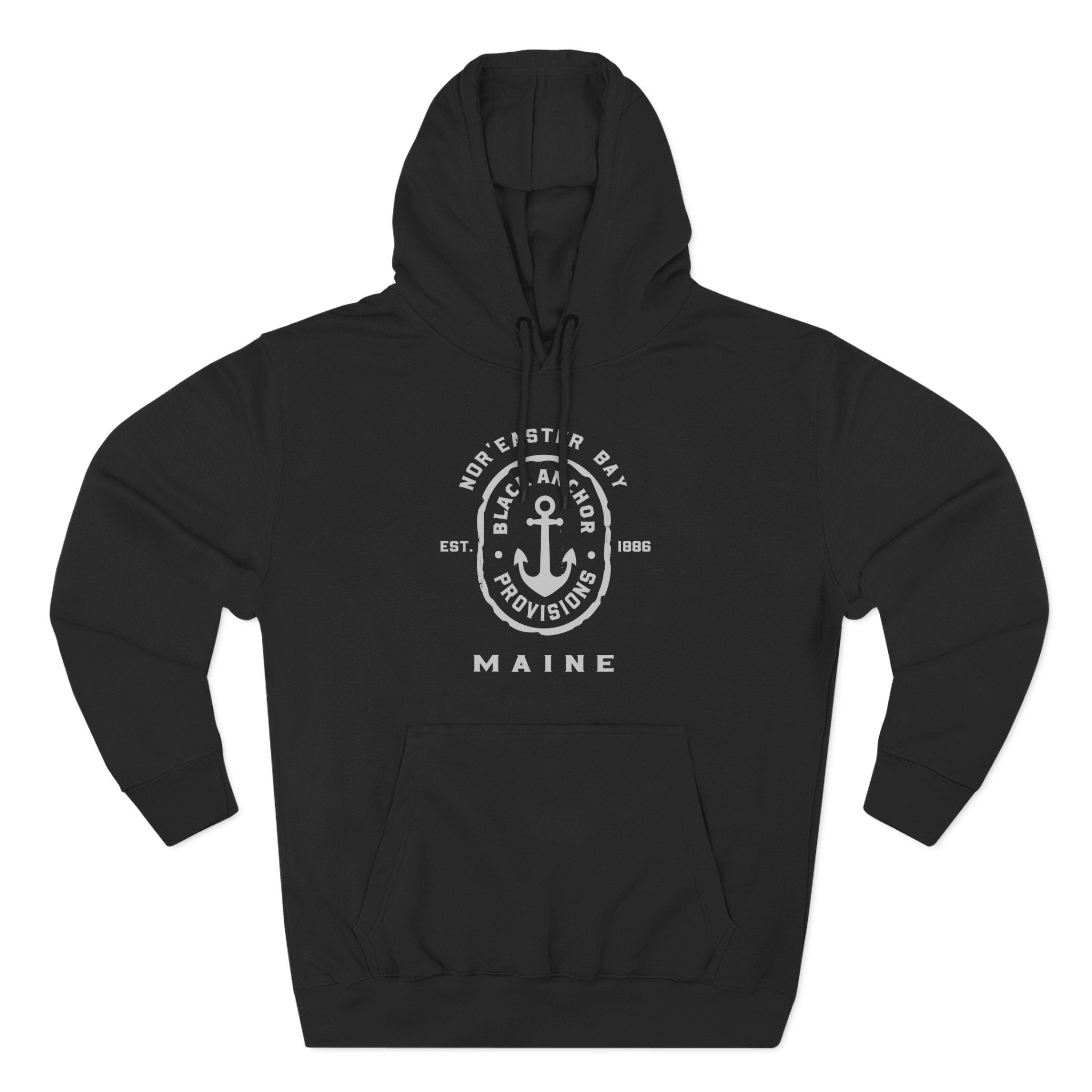 Black Anchor Three-Panel Fleece Hoodie