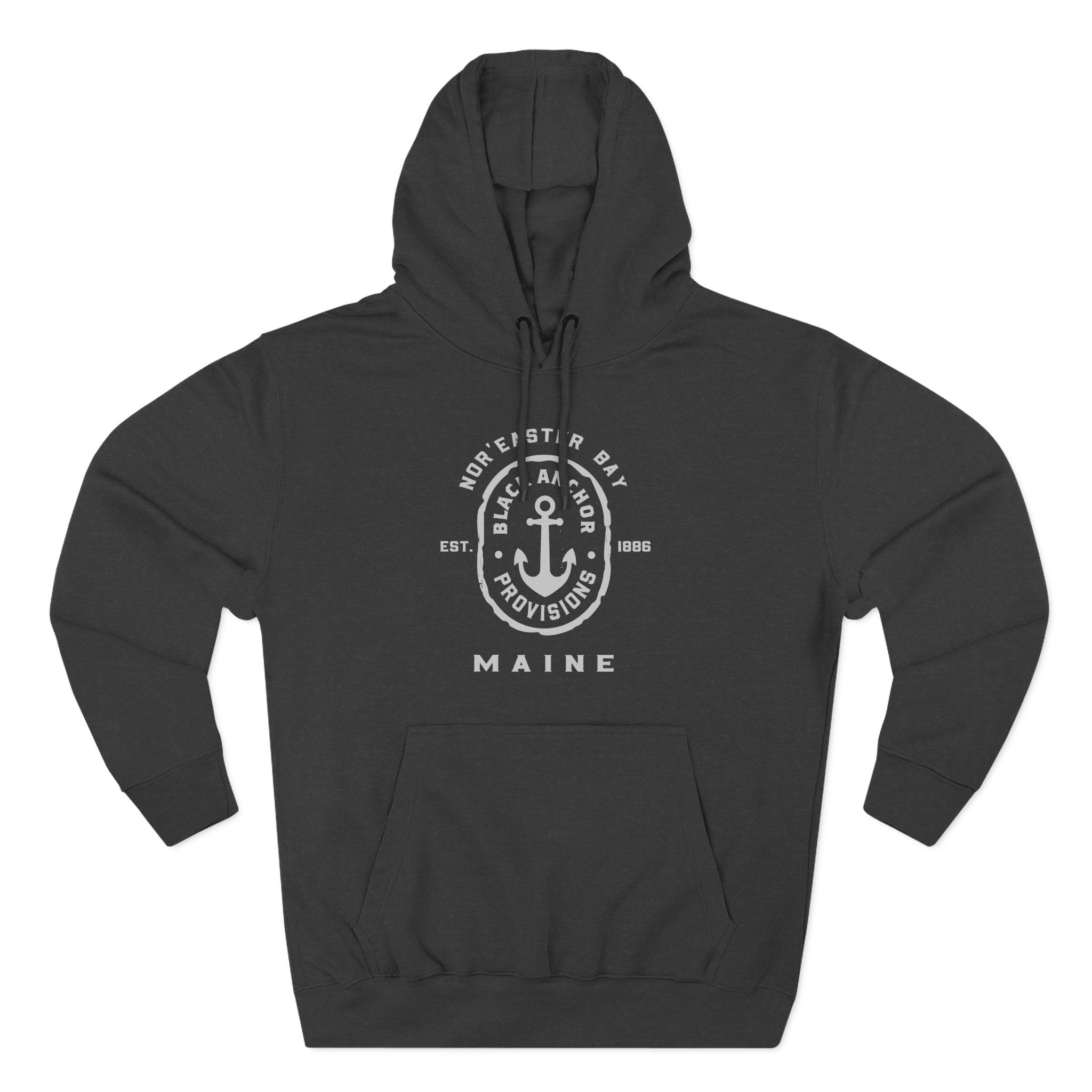Black Anchor Three-Panel Fleece Hoodie