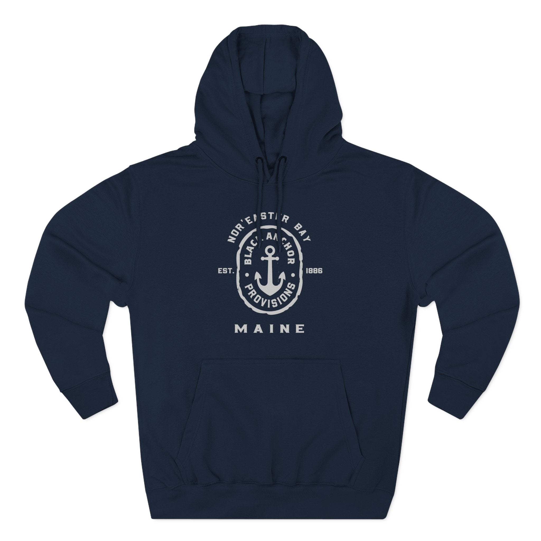 Black Anchor Three-Panel Fleece Hoodie