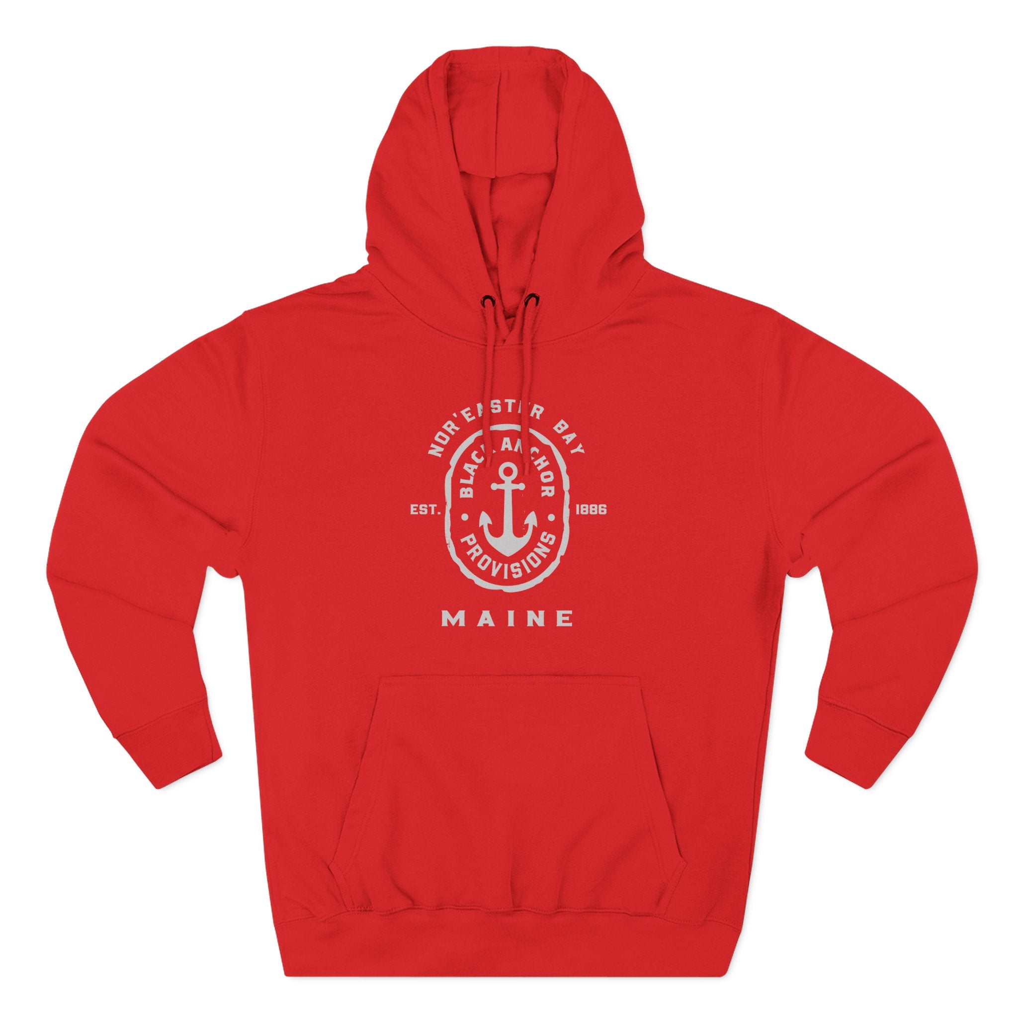 Black Anchor Three-Panel Fleece Hoodie