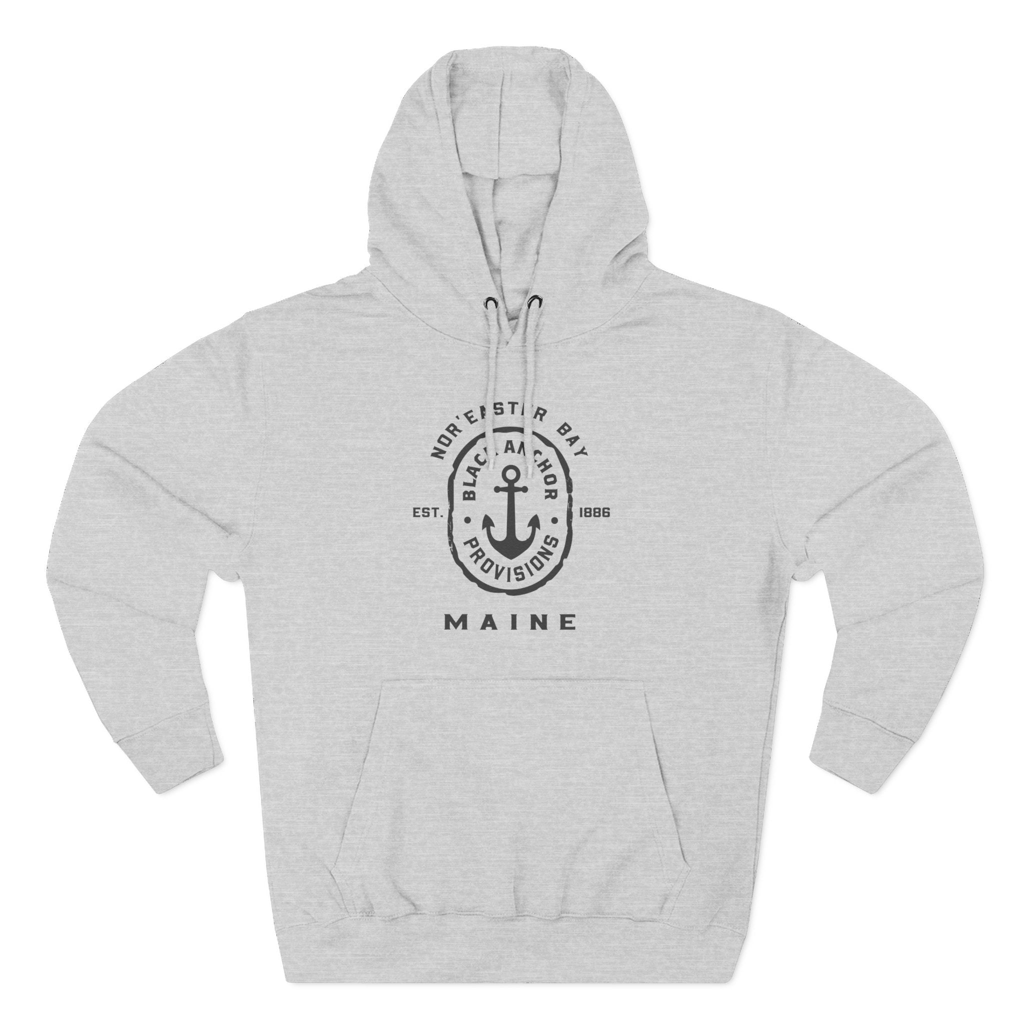 Black Anchor Three-Panel Fleece Hoodie