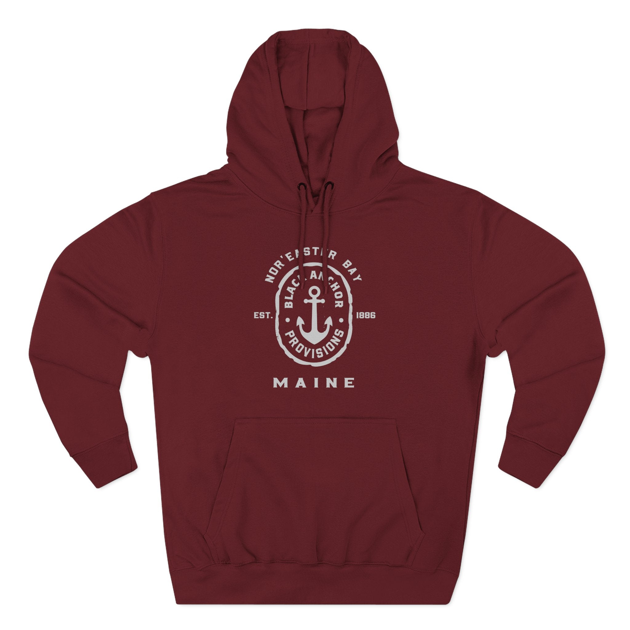 Black Anchor Three-Panel Fleece Hoodie