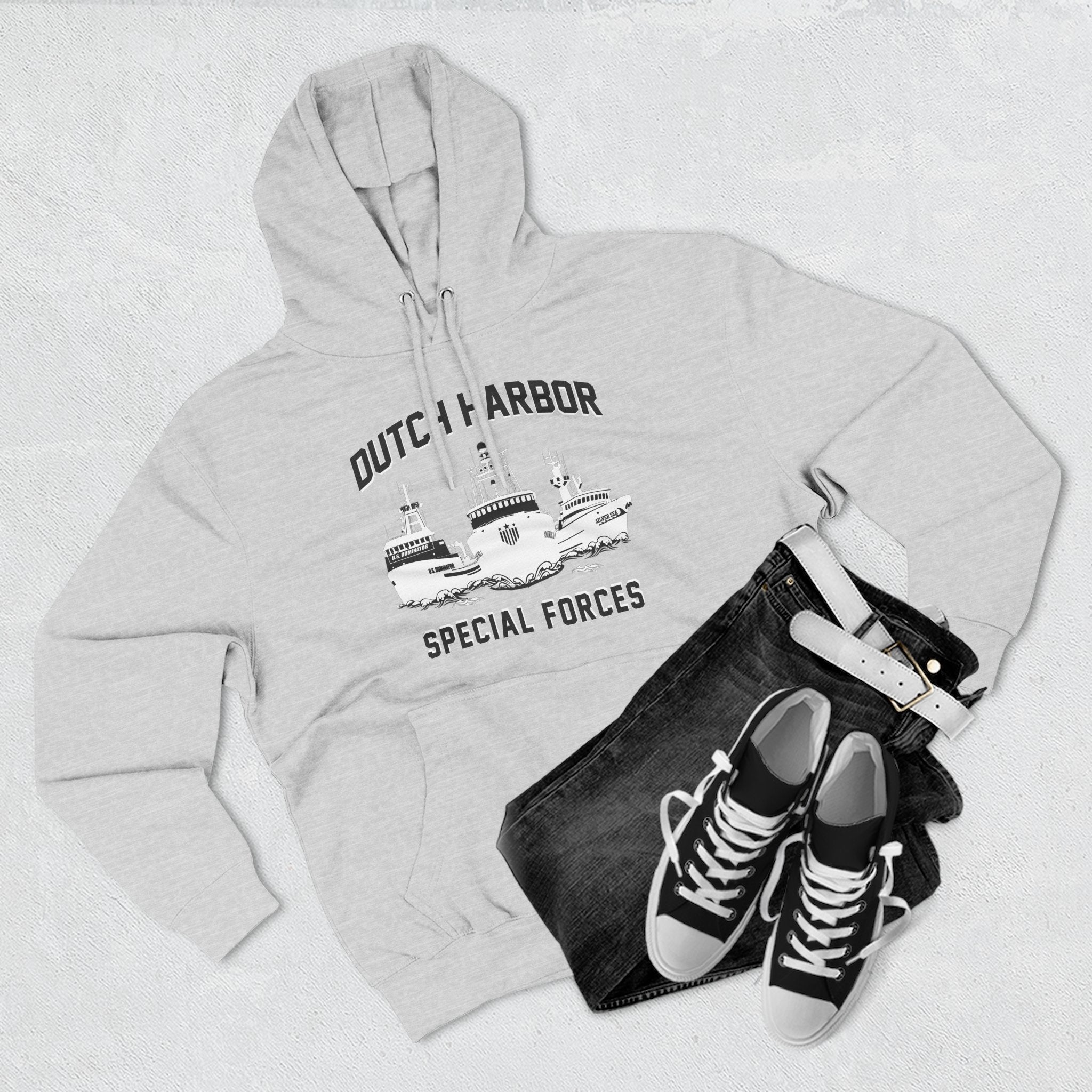 Dutch Special Forces GreyThree-Panel Fleece Hoodie 54N